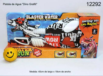 Imagen de PISTOLA DE AGUA "DINO GRAFITI BLANCA, NEGRA Y ROJA" EN CAJA  12.23